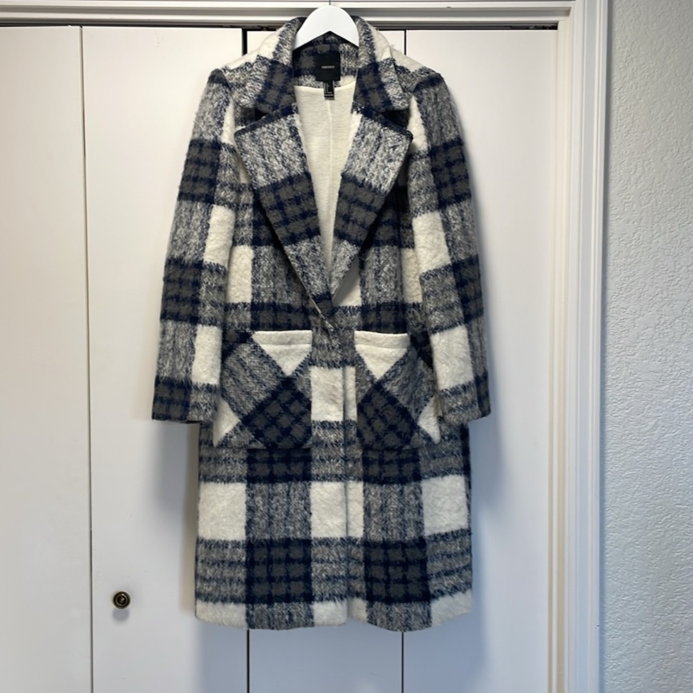 Forever 21 Longline Plaid Coat
